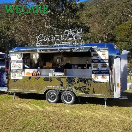 Carrinho de sorvete de bar móvel ao ar livre projetado pela Wecare, caminhão de comida Airstream, veículo de venda automática móvel, reboque de comida totalmente equipado